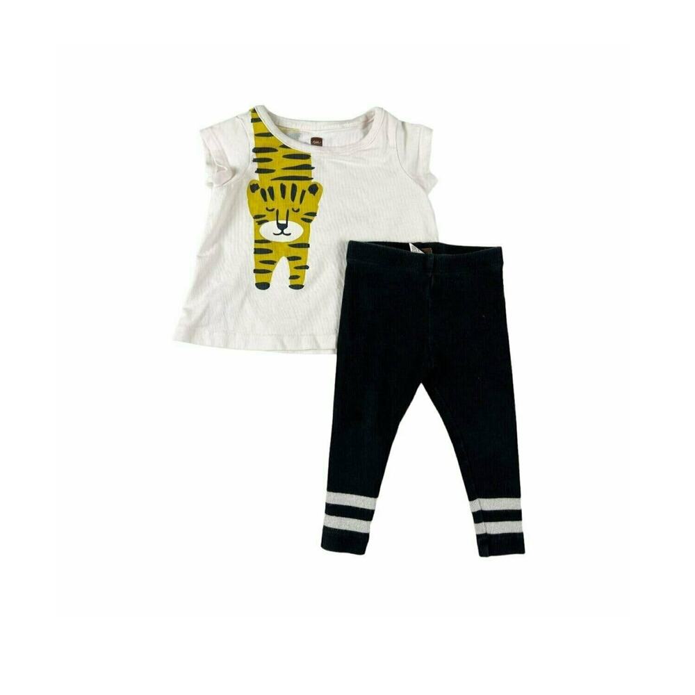 Tea Collection Tiger Turn Graphic Tee Leggings Outfit 3-6 months